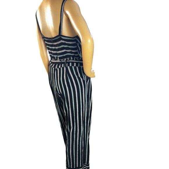 Harper Womens Sleeveless Stripe Jumpsuit with Belt Size M Avant garde Y2K Boho - Picture 6 of 12